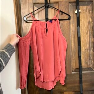 Women's Coral Cold Shoulder Top
